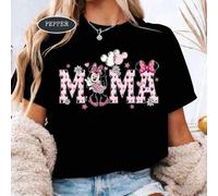 Shein Camiseta de algodón blanco con diseño de Minnie Mouse de Disney para el Día de la Madre, camiseta de regalo adorable para madres, corte relajado para