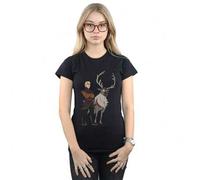 Shein Camiseta de algodón de Frozen 2 con Sven y Kristoff para mujer/dama (Negro)