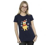 Shein Camiseta de algodón de Winnie the Pooh con deseos de invierno para mujer/dama (azul marino)