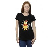 Shein Camiseta de algodón de Winnie the Pooh con deseos de invierno para mujer/dama (negro)