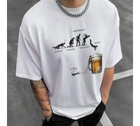 Shein Camiseta de algodón para hombres, estampado ilustrado de estilo callejero con estado de ánimo divertido de la semana, nueva prenda deportiva para homb