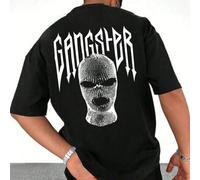 Shein Camiseta de algodón para hombres, estilo callejero con impresión de bandido de sensación fresca, nueva para primavera y verano, cuatro estaciones, mod