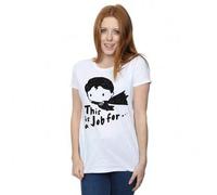 Shein Camiseta de algodón para mujer/dama con diseño de Superman "This Is A Job For Sketch" (Blanco)