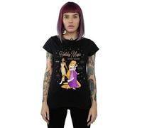 Shein Camiseta de algodón para mujer/dama con texto "Princess Holiday Magic In My Heart" (Negro)