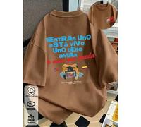 Shein Camiseta de algodón puro para mujer de verano & otoño, estampado divertido de rana, ropa casual deportiva de corte holgado para mujer de talla grande,