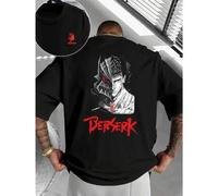 Shein Camiseta de Anime Manga Guts Griffith de algodón suave, corte holgado, estilo hip-hop callejero, cómoda, estampado artístico, nuevo lanzamiento, impre