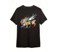 Shein Camiseta de anime Saint Seiya para hombres - Impresión de personajes de los Santos de Bronce (Logotipos icónicos de los Santos), ajuste relajado, cami