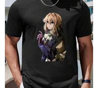 Shein Camiseta de anime Violet Evergarden para hombre, cuello redondo, manga corta, algodón puro de verano de 220 g/m² (1 unidad)