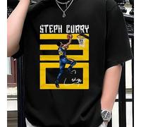 Shein Camiseta de baloncesto de Ste phen Curry, con estampado de moda, 220 g/m², para hombre, informal, cuello redondo, algodón puro, manga corta (1 unidad)
