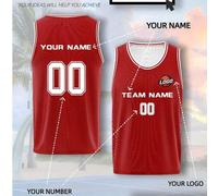 Shein Camiseta de baloncesto roja personalizada: se puede imprimir su nombre, número y logotipo del equipo, adoptando un diseño clásico, es la opción ideal