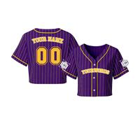 Shein Camiseta de béisbol corta personalizada para mujer, nombre del equipo personalizable, nombre, número, logo, vista previa de diseño rápida, de deportes