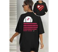 Shein Camiseta de béisbol de Freddie Freeman, para mujer, con estampado de doble cara, moderna e informal, cuello redondo, 220 g/m² de algodón puro (1 unida