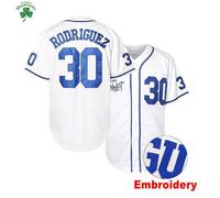 Shein Camiseta de béisbol del jugador #30 Benny "Jet" Rodriguez de la película "The Sandlot", con letras bordadas, uniforme de entrenamiento y juego, regalo