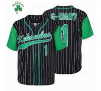 Shein Camiseta de béisbol negra de la película Hardball con el número 1 y el nombre Jarius Evans - Camisa deportiva casual de tela elástica con botones y bo