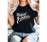 Shein Camiseta de béisbol para mujer de Michael King Jackson - Camisa de manga corta con estilo, ropa de fanático del Rey, diseño retro de ropa casual y par
