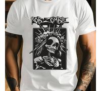 Shein Camiseta de calavera de Rob Zombie, banda gótica, cuello redondo para hombre, 220 g/m², algodón puro de verano, manga corta (1 unidad)