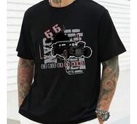 Shein Camiseta de coche clásico de la Ruta 66, para hombre, cuello redondo, 220 g/m², para verano, de puro algodón, manga corta (1 unidad)