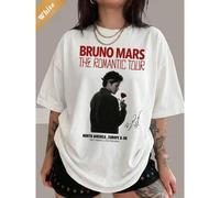 Shein Camiseta de confort de The Romantic Tour 2026 de Bruno Mars, Concierto de Bruno Mars, Camiseta de música unisex, Camiseta de música retro