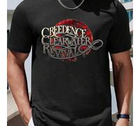 Shein Camiseta de Creedence Clearwater Revival, cuello redondo para hombre, 220 g/m², verano, algodón puro, manga corta (1 pieza)