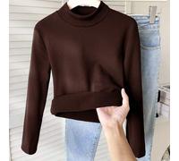 Shein Camiseta de cuello alto de manga larga unicolor y térmica para niñas preadolescentes, casual y versátil para otoño/invierno, adecuada para Halloween,