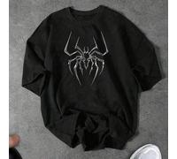 Shein Camiseta de cuello redondo con estampado de araña para hombre talla grande, casual versátil para uso diario & deportes, gimnasio