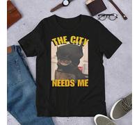 Shein Camiseta de cuello redondo de ajuste relajado para mujer con gráfico de cara de gato y texto en inglés "This City Needs Me"