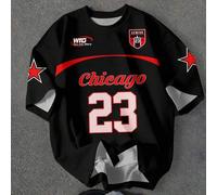 Shein Camiseta de cuello redondo de estilo jersey de mujer Y2K, No.23, estilo de jersey, traje de carreras, ropa urbana, vintage, de vuelta a la escuela, re