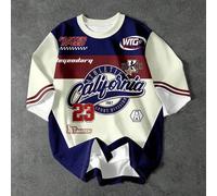 Shein Camiseta de cuello redondo de estilo jersey para mujer - Gráfico de California No.23, estilo de jersey, parte superior retro vintage de hip-hop, de vu