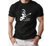 Shein Camiseta de cuello redondo para hombre 100% algodón, manga corta, camiseta gráfica de Ritchie Blackmore para hombre - Camiseta casual de verano negra