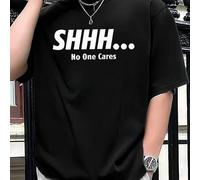 Shein Camiseta de cuello redondo para hombre, 220 g/m², de verano, de puro algodón, con texto "Shhh... A nadie le importa", manga corta (1 unidad).