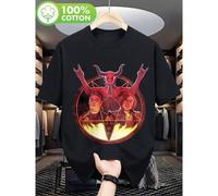 Shein Camiseta de cuello redondo para hombres 100% algodón, de manga corta, camiseta gráfica de la banda de heavy metal Tenacious D para hombres y mujeres -