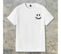 Shein Camiseta de cuello redondo para hombres con estampado de expresión emocional, estilo de ropa urbana