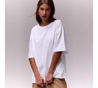 Shein Camiseta de cuello redondo suave y oversize, casual, parte de un armario cápsula, camiseta oversize para uso diario, aeropuerto, otoño, vuelta al cole