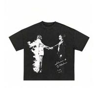 Shein Camiseta de cuello redondo teñida de Metro Boomin Heroes & Villains, 100 % algodón: camiseta extragrande y suave para gimnasio y entrenamiento para ho