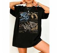 Shein Camiseta de Enciclopedia del Dragón de Cuarta Ala, Camiseta de Algodón Oversize de Libro de Fantasía Vintage para Amantes de los Libros