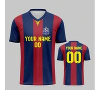 Shein Camiseta de entrenamiento de fútbol con cuello en V para hombres, hecha a medida y personalizada con nombre, número y logo impreso en el frente y la e