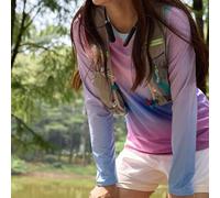 Shein Camiseta de exterior para mujer con efecto degradado, ventilación de malla, absorción de humedad, uso deportivo y casual