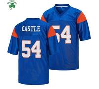 Shein Camiseta de fútbol americano de la película Blue Mountain State con el número 54 de Thad Castle, de tela elástica, con bordado delicado en estilo depo
