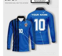 Shein Camiseta de fútbol de manga larga personalizada de Argentina visitante 1994 con diseño de cuadrícula de rombos, color principal azul real con diseño d