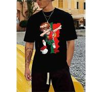 Shein Camiseta de fútbol de Portugal Dab para hombre, estilo vintage, informal, de algodón transpirable, resistente y elegante, con estampado visual clásico