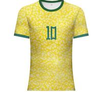 Shein Camiseta de fútbol para hombres y adolescentes, estilo de Brasil N.° 10, jersey de fútbol y top deportivo de cuello redondo cómodo, adecuado para vari