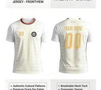 Shein Camiseta de fútbol personalizada 2026 Marruecos Blanco & Dorado con diseño geométrico, personaliza tu nombre, número, logotipo del equipo, camiseta de