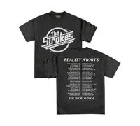 Shein Camiseta de Gira The Strokes Reality Awaits Tour 2026 Verano 2026 Hecha de Algodón Puro, Camisa de Manga Corta para Hombres y Mujeres, Camisa Holgada