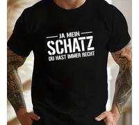 Shein Camiseta de hombre con estampado "JA MEININGER", cuello redondo, 220 g/m², para verano, de puro algodón, manga corta (1 unidad)