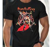 Shein Camiseta de hombre con estampado "Show No Mercy", cuello redondo, 220 g/m², para verano, de puro algodón, manga corta (1 unidad)
