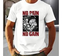 Shein Camiseta de hombre con estampado "Sin dolor no hay ganancia", cuello redondo, 220 g/m², para verano, de puro algodón, manga corta (1 pieza)