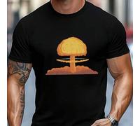 Shein Camiseta de hombre con explosión de bomba atómica, cuello redondo, 220 g/m², algodón puro de verano, manga corta (1 unidad)