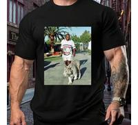 Shein Camiseta de hombre con motivo "Man Walking White Tiger", cuello redondo, 220 g/m², para verano, de puro algodón, manga corta (1 unidad)