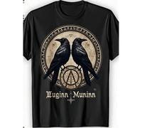 Shein Camiseta de hombre con símbolos vikingos y rúnicos nórdicos - Diseño del ojo de todo lo que ve de Odín, regalo de ropa vikinga para disfraces y uso ca