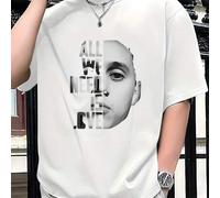 Shein Camiseta de hombre con texto y re "ALL WE NEED IS LOVE". Estampado moderno, 220 g/m², para hombre, estilo casual, cuello redondo, puro algodón, manga